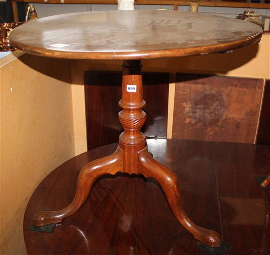 George III inlaid mahogany circular tilt top tea table